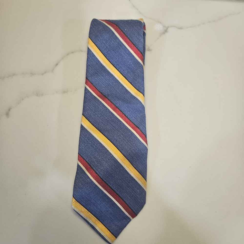 Brooks Brothers Blue Tie with Red and Yellow Stripes